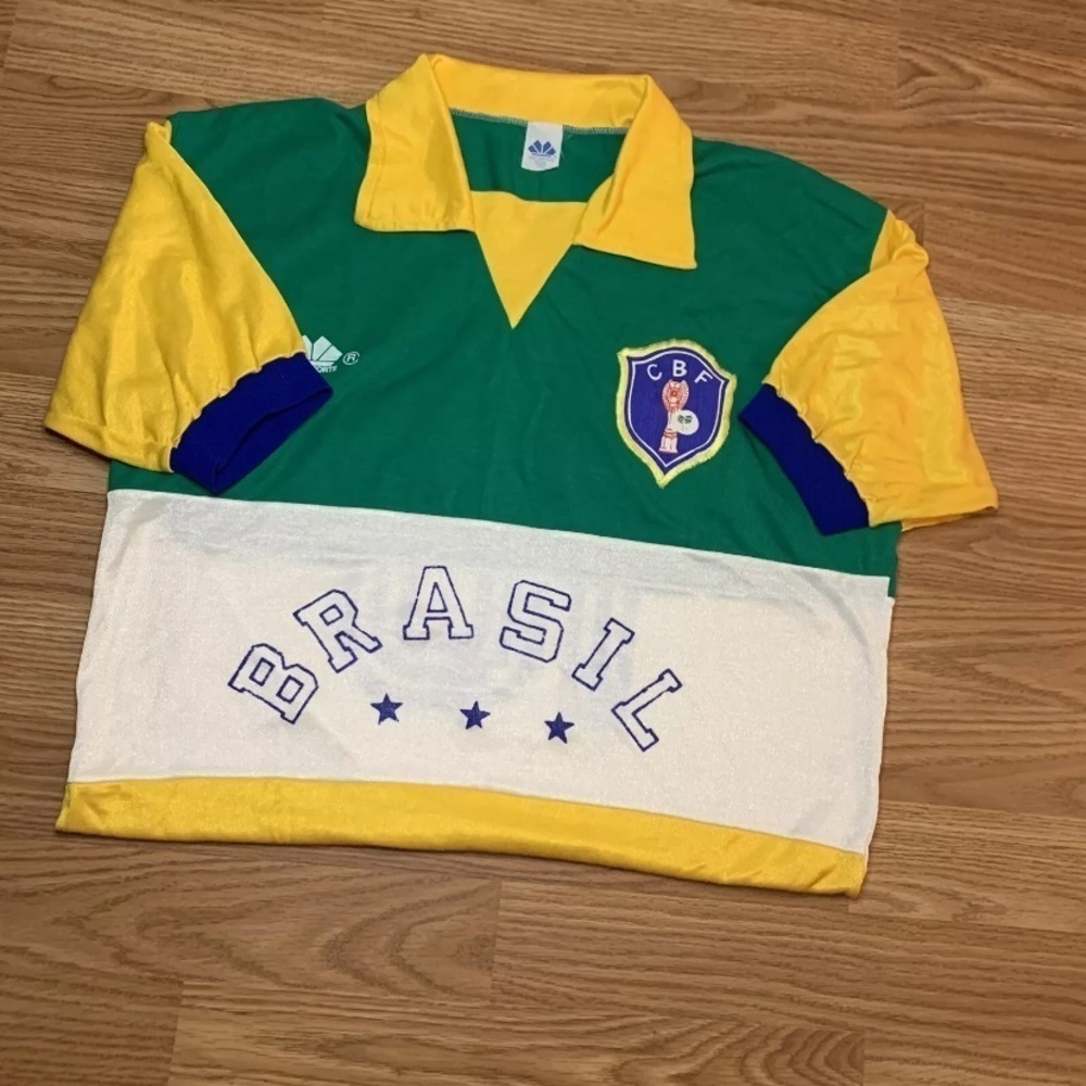 Vintage 80s CBF Brasil Brazil #10 Dias Sports Soccer Jersey Size GG/Large - Picture 8 of 10